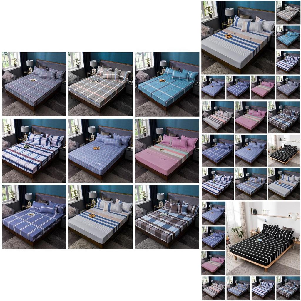 Elegant 3pcs Printed Fitted Sheet And Pillowcases Set With Floral Print Design