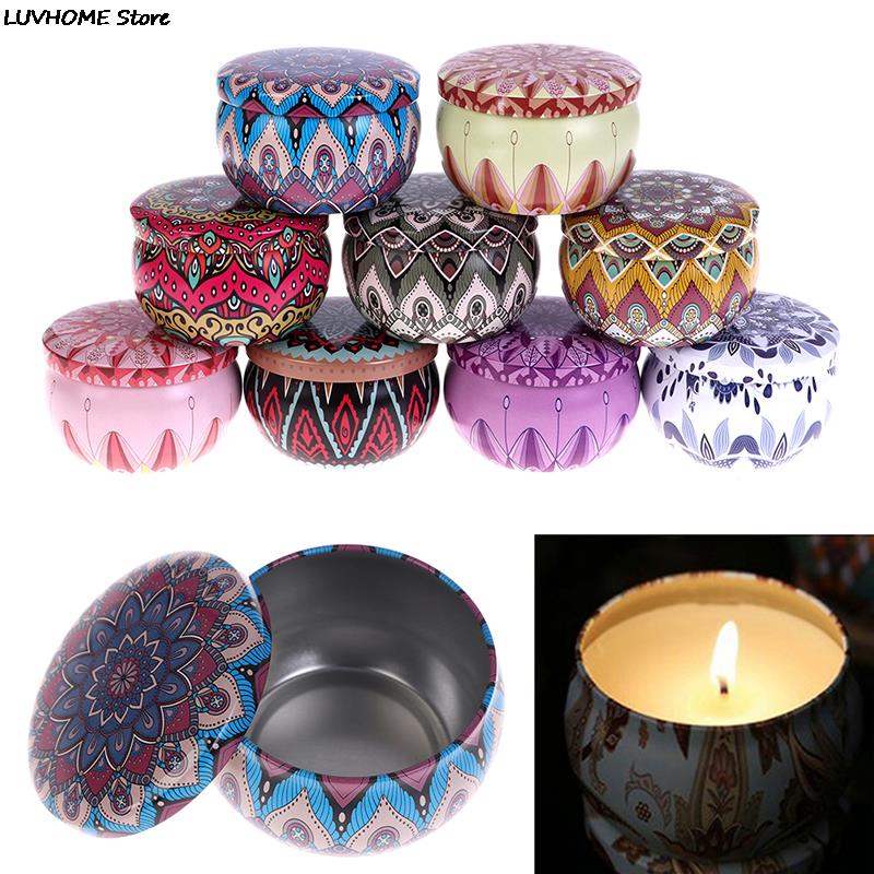 Retro Luxury Candle Jars Holder Storage Case Empty Tin Box Round Container with Lid Small Diy Candle Making Wedding Sweet Gifts