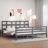 VidaXL Bed Frame with Headboard Grey 200x200 Cm Solid Wood 3194853