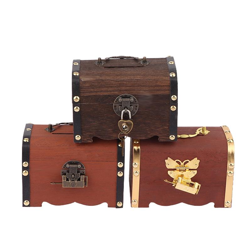 Treasure Chest With Lock Vintage Treasure Storage Box Piggy Bank Organizer Saving Box Case With Lock For Home Retro Decoration
