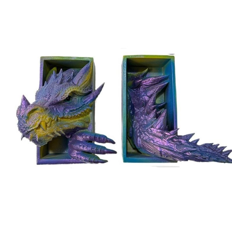 Set di fermalibri a forma di drago Fermalibri Decorativi per Scaffali Ufficio Casa Scrivania Libreria Decorazioni Regalo per Amante dei Draghi