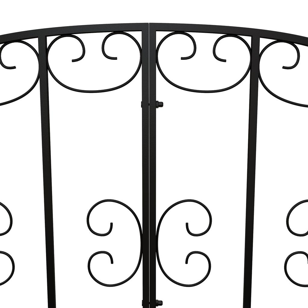 Garden Bridge, Steel, Side Railings, 120 kg Load, 119 x 67 x 70 cm, Black