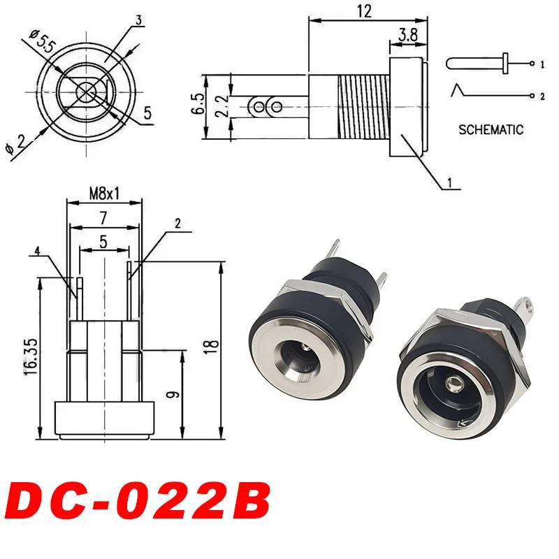 10Pairs DC Power Socket Jack Male Female Panel Mount Connector 5.5x2.1mm/2.5mm DC Power Plug DC005 DC099 DC022/022B DC025