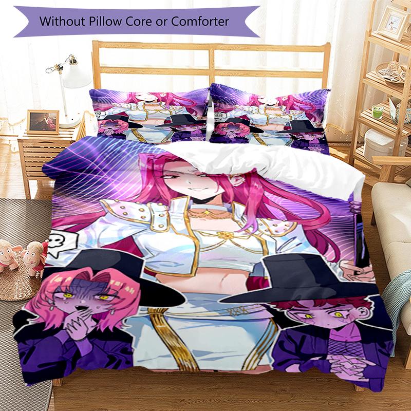 3pcs KPop Demon Hunters MIRA3 Design Cover Set - HD Printed Bedding with 1 Cover and 2 Pillowcases - Perfect for Home and Dorm Decor