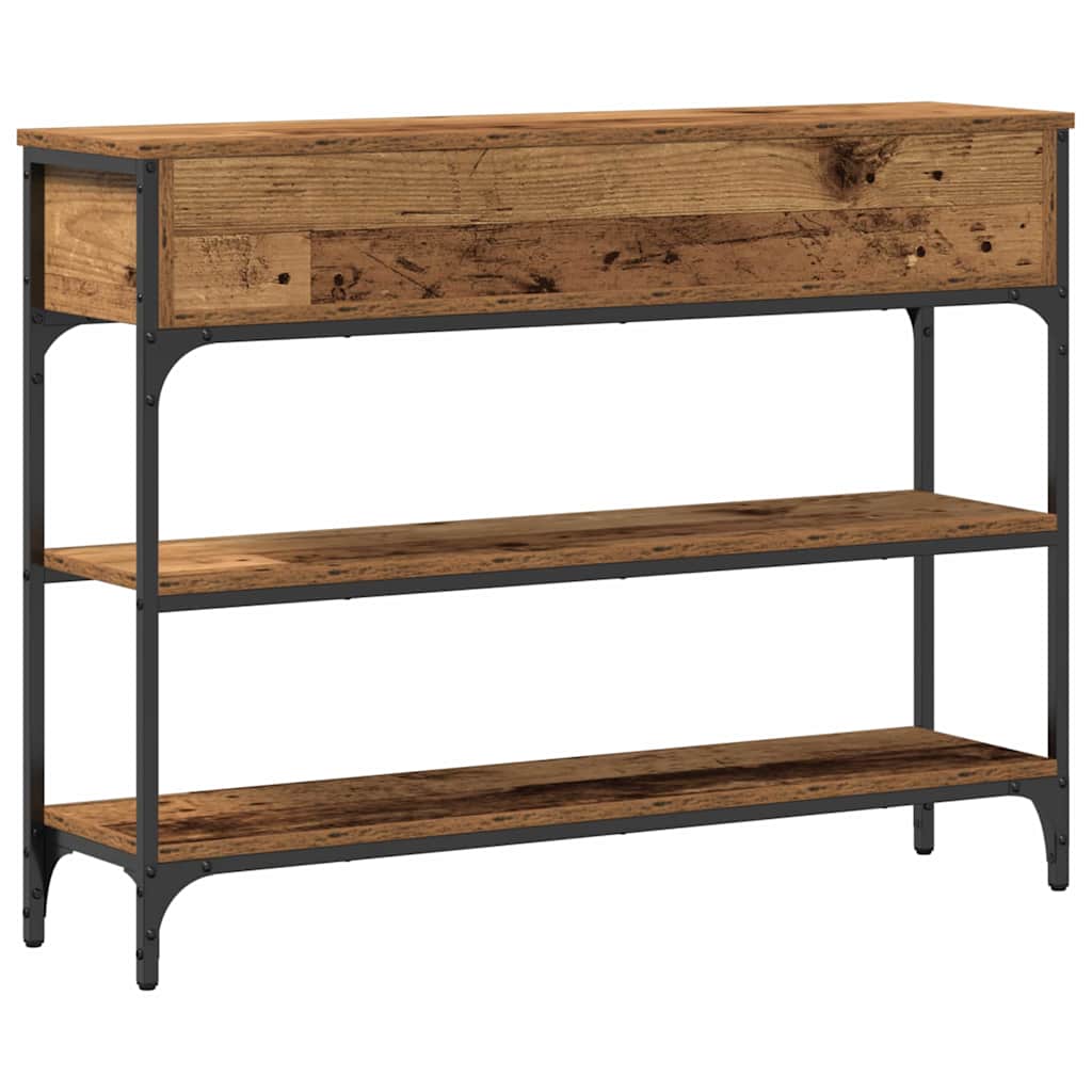 Industrial Console Table with Shelf Reclaimed Wood Look 100 x 25 x 75 cm Engineered Wood