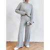 Completo casual da donna in 2 pezzi, felpa a collo alto in maglia a maniche lunghe e set di pantaloni larghi per autunno inverno