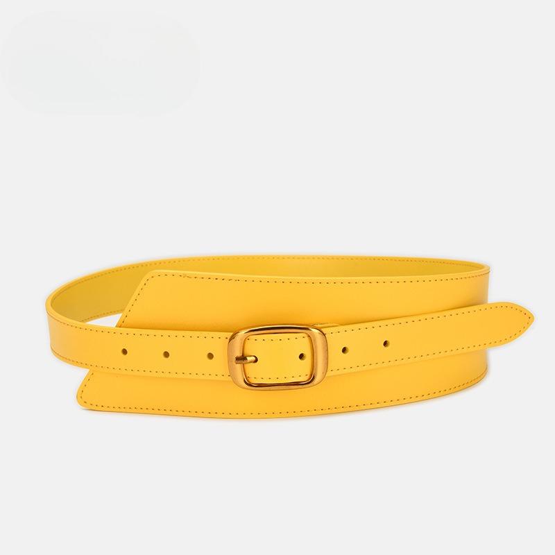 Winter Wide Belt Women's Cowhide Waist Enclosure Decoration with Coat Coat Waist Zipper Versatile Waist Seal