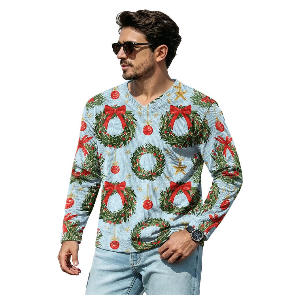 Men's Casual Loose Fit V-Neck Top