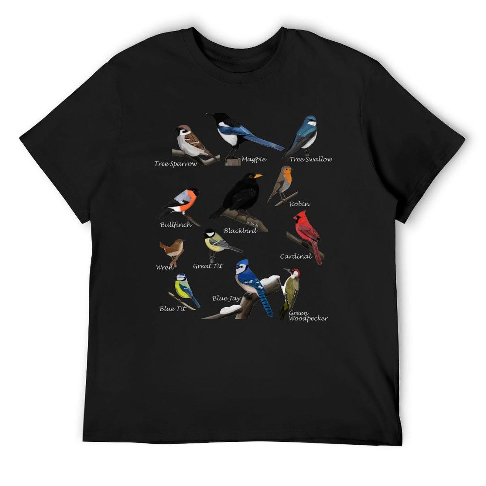 

Backyard Birds Drawing T-Shirt quick drying sublime customizeds mens graphic t-shirts hip hop 4XL