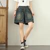 Vintage Flowers Denim Shorts Female Loose High Waist Casual Short Pants Women Streetwear Casual Jeans 2025