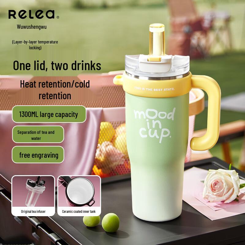 RELEA Ceramic Lined Insulated Thermos with Handle