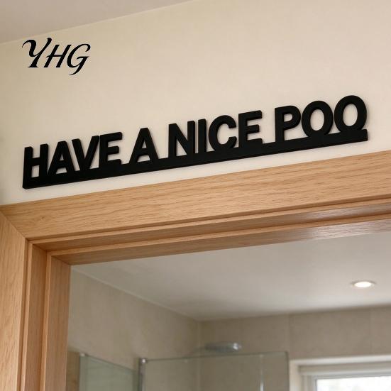 Modern Bathroom Wall Sign Have A Nice Poo Door Sign, Funny Wooden Over The Rustic Wood Topper, Minimalist Frame Corner for Home Restroom Art