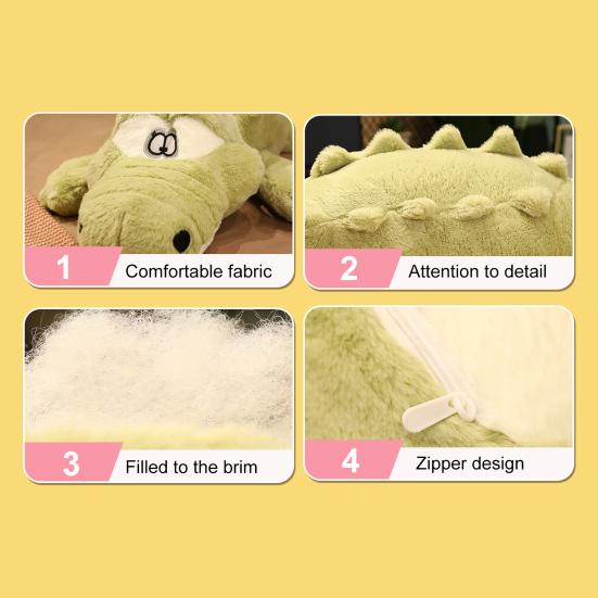 Giant Plush Crocodile Toy 120/150/200cm Extra Long Crocodile Pillow Fluffy Soft Stuffed Animal Large Huggable Body Pillow for Kids Adults