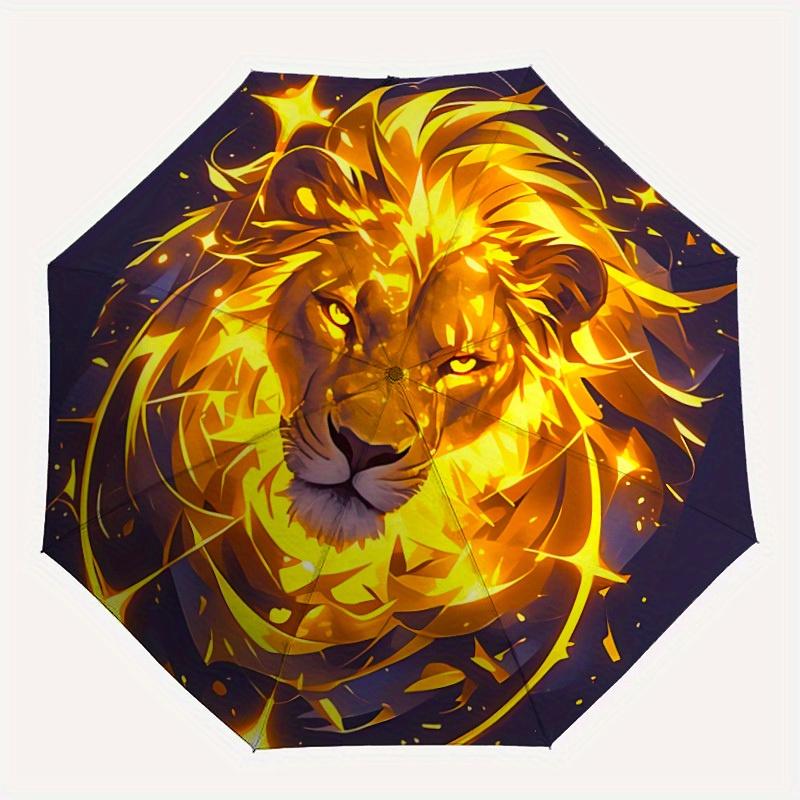 

1pc Lion Flame Automatic Folding Umbrella - Lightweight, Retractable Design with 8-Rib Durability, Perfect for Outdoor Adventures186
