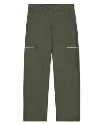 PARTIMENTO Piping Zipper Wide Cargo Pants Khaki