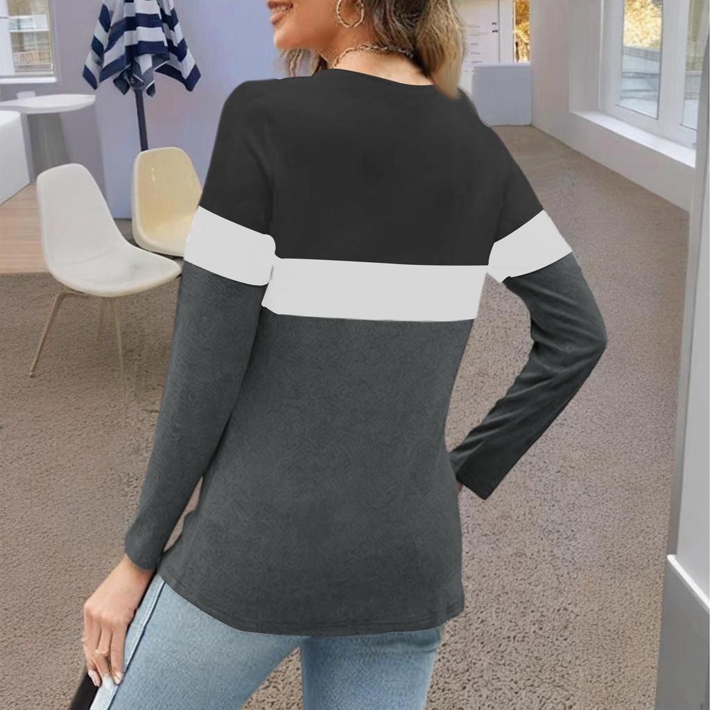 Women's Casual Versatile Fashion Trend Color Matching Zipper Long Sleeve