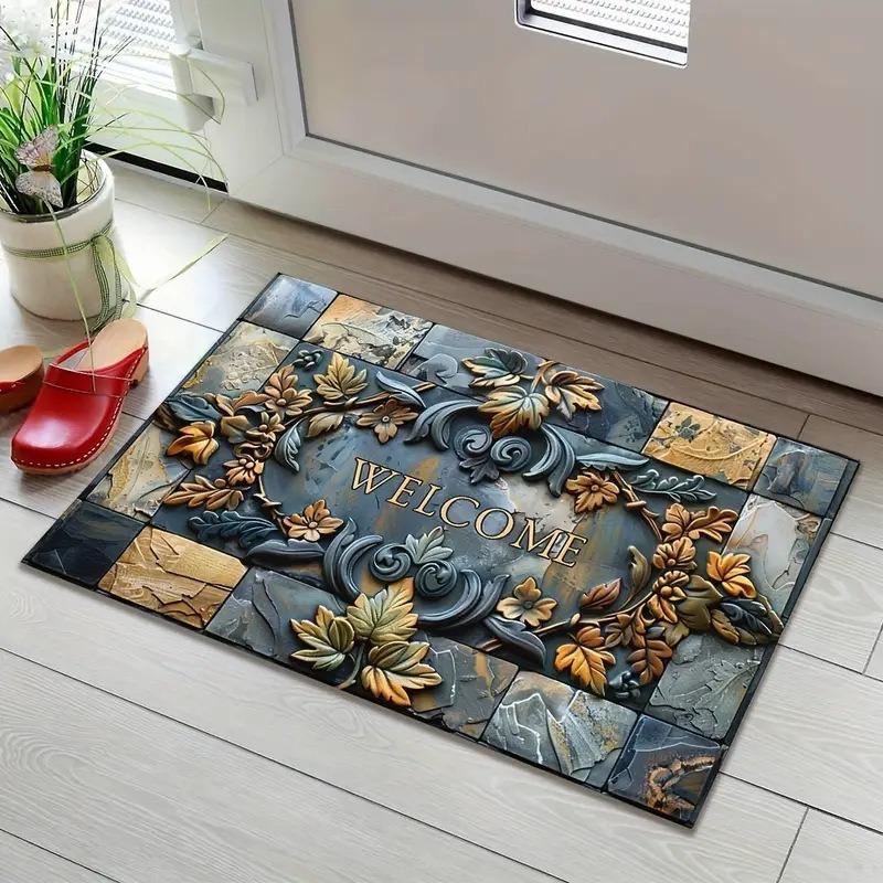 Simulation Print Modern Entrance Carpet Non-Slip Door Mat For Home Decoration Durable Easy Clean Indoor Outdoor Festive Decor