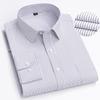 Men's 65% Cotton Long Sleeve Printed Check Dress Shirt Single Patch Pocket Regular-fit Comfortable Versatile Thin Casual Shirts