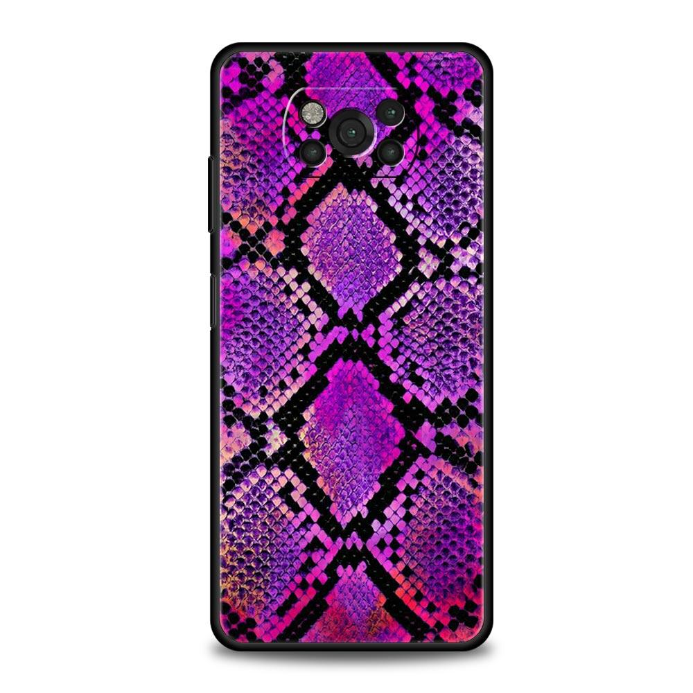 Pretty Luxury Snake Skin Phone Case For For Xiaomi Poco X6 X5 Pro X4 X3 NFC F5 Pro F4 F3 GT M5 M4 Pro 5G M3 C51 C50 C55 Cover