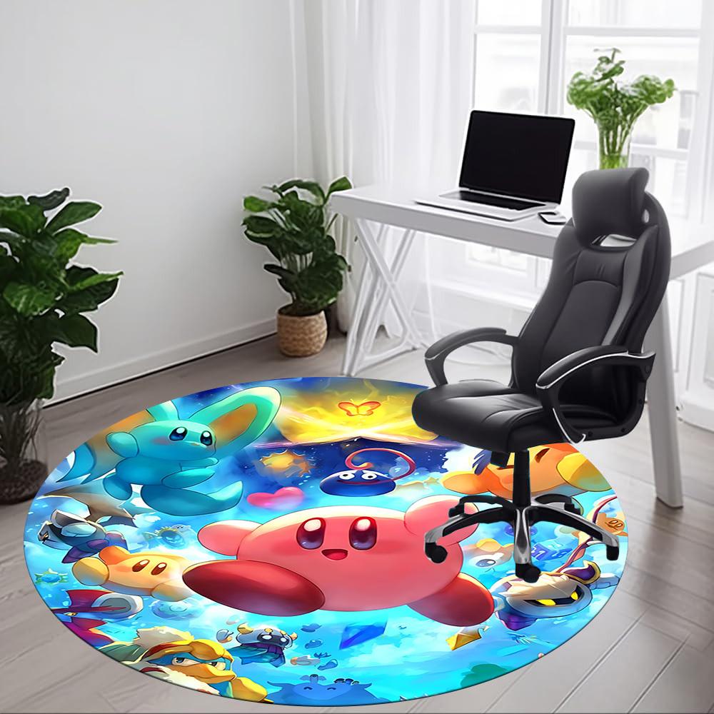 1pc Kirby Pokémon Office Round Area Rug, Under Office Chairs Bedroom Living Room Home Decor, Room Decoa1016274