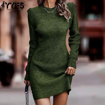 Women's Fashion Casual Fall Winter Solid Color Print Long Sleeve O-Neck Sweaters