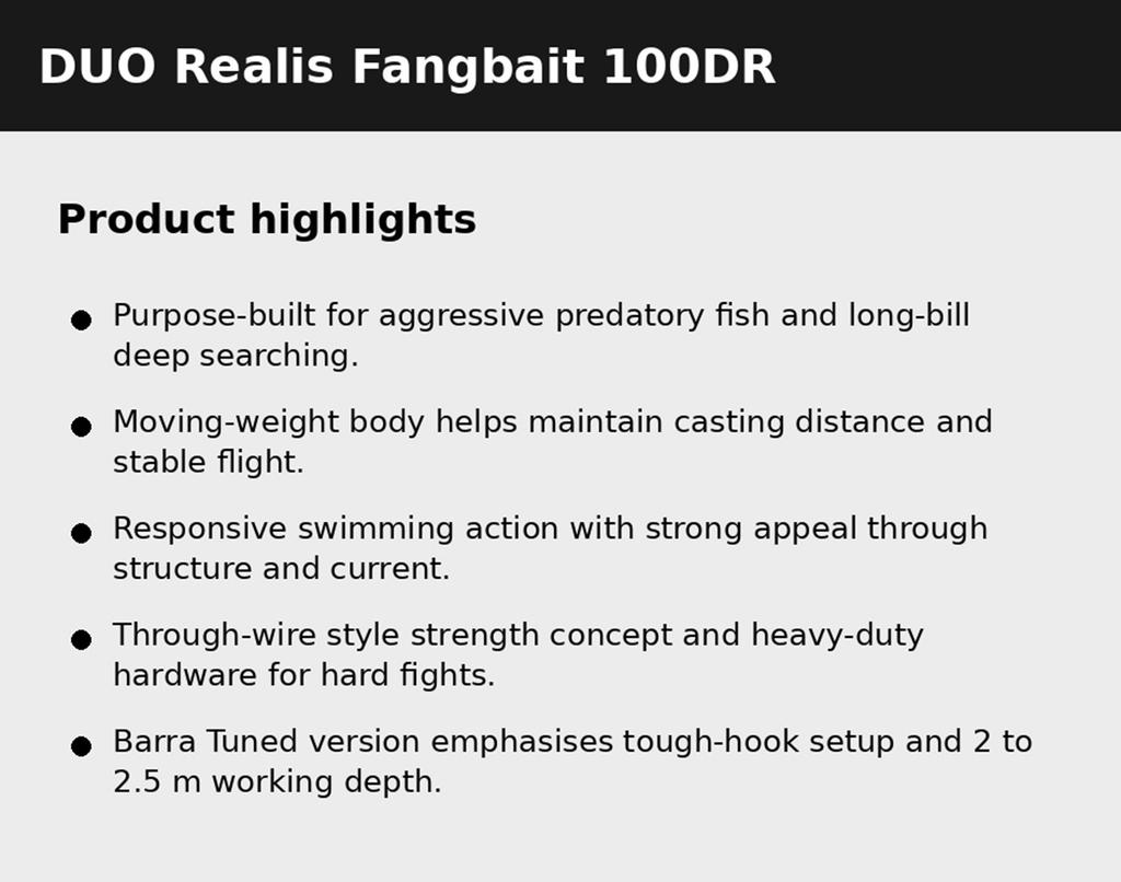 Duo Realis Fangbait 100DR Barra Tuned Suspend Lure CDH3066 (6061)