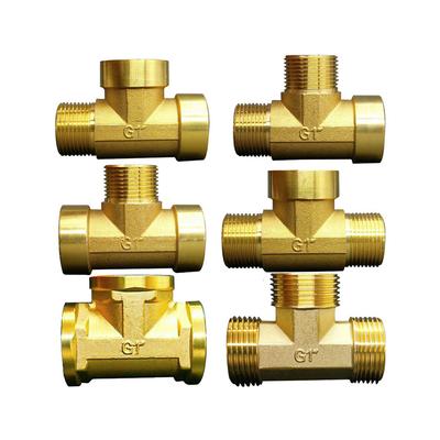 DN20 3/4" BSP Female To Male 3 Way Tee Type Brass Pipe Fitting Connector Coupling Adapter For Water Fuel Gas