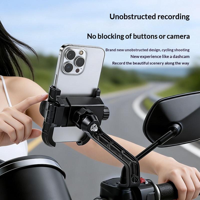Motorcycle Phone Mount No Block Design Anti-Shake Lock Universal Holder for 4.7-7 Inch Phones Motorbike Riding