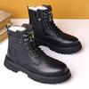 Mode Mode Kuhleder Plateau Herrenstiefel Designer Weichsohle Lässig Herbst Winter Baumwollschuhe Schwarz Motorradstiefel für Herren