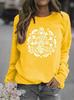 Women's Floral Print Round Neck Hoodie