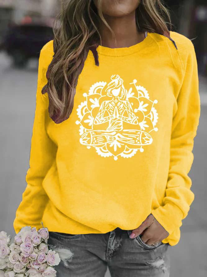 Women's Floral Print Round Neck Hoodie