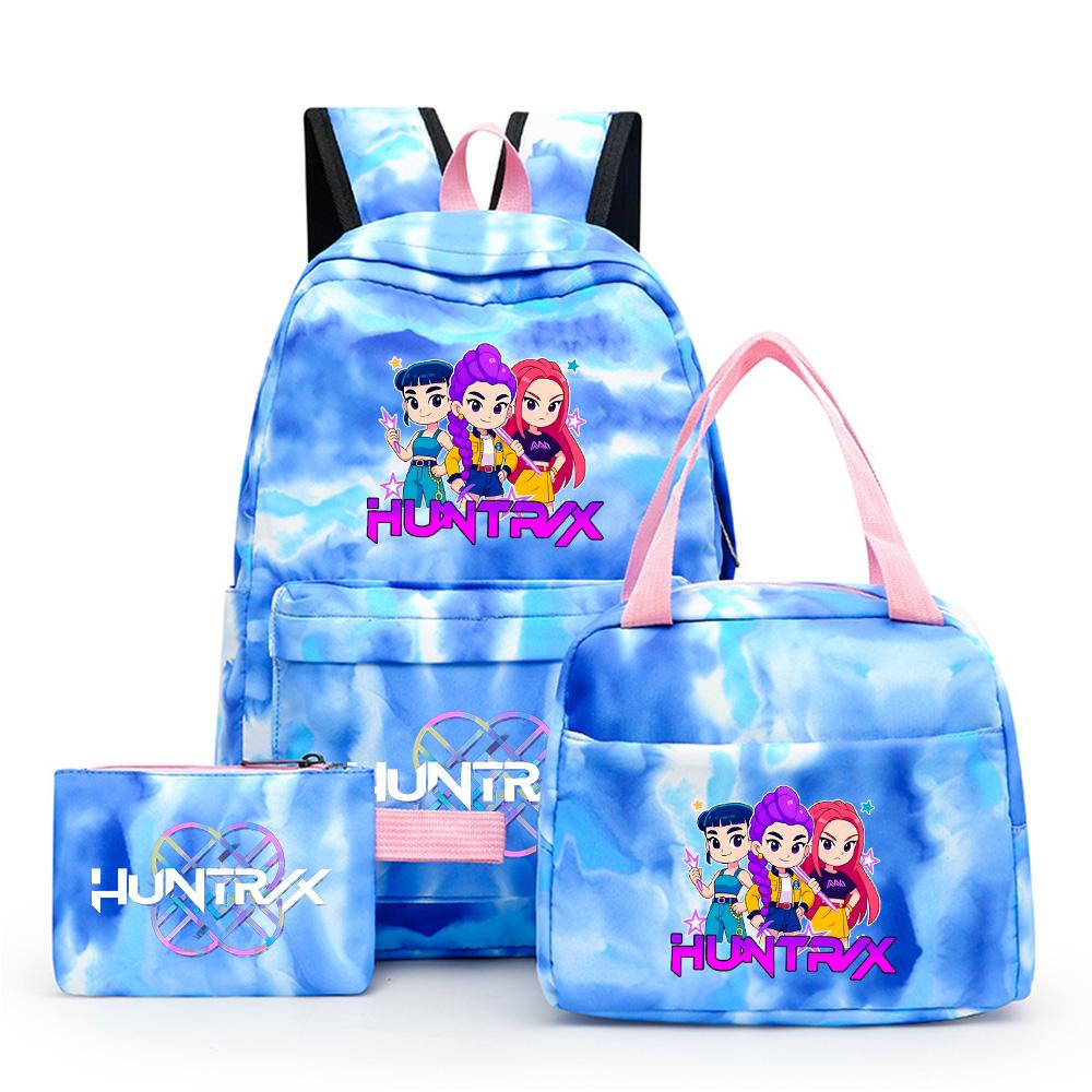 3Pcs/set Anime Demon Hunters Printed Backpack with Shoulder Bag Pengcil Case for Teenager Large Capacity Waterproof Bookbag Back To School Gift