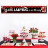 Red Ladybug Baby Shower Large Banner for Girls A Sweet Little Ladybug Is On The Way Banner,Ladybug Baby Show Decor,Red Black Wave Point Ladybug Theme