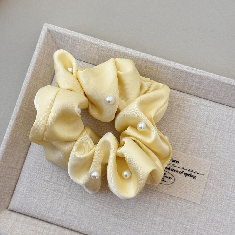Sweet and Soft Pearl Large Intestine Hair Band for Women Japanese-style Satin  Versatile High Ponytail Headwear  Hair Accessory  Hair Tie Hair Tie