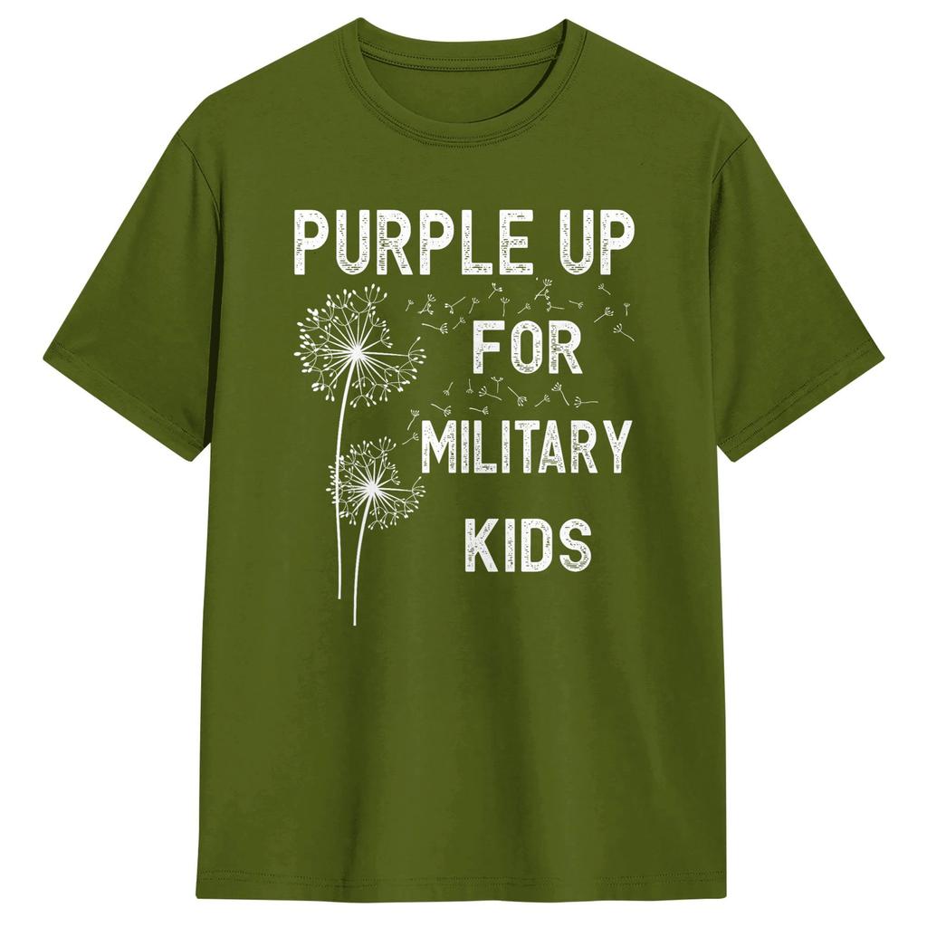 Purple Up For Military Kids TShirt Summer Month Of The Military Child Cotton T Shirts For Unisexs Print Tee Shirt Clothes