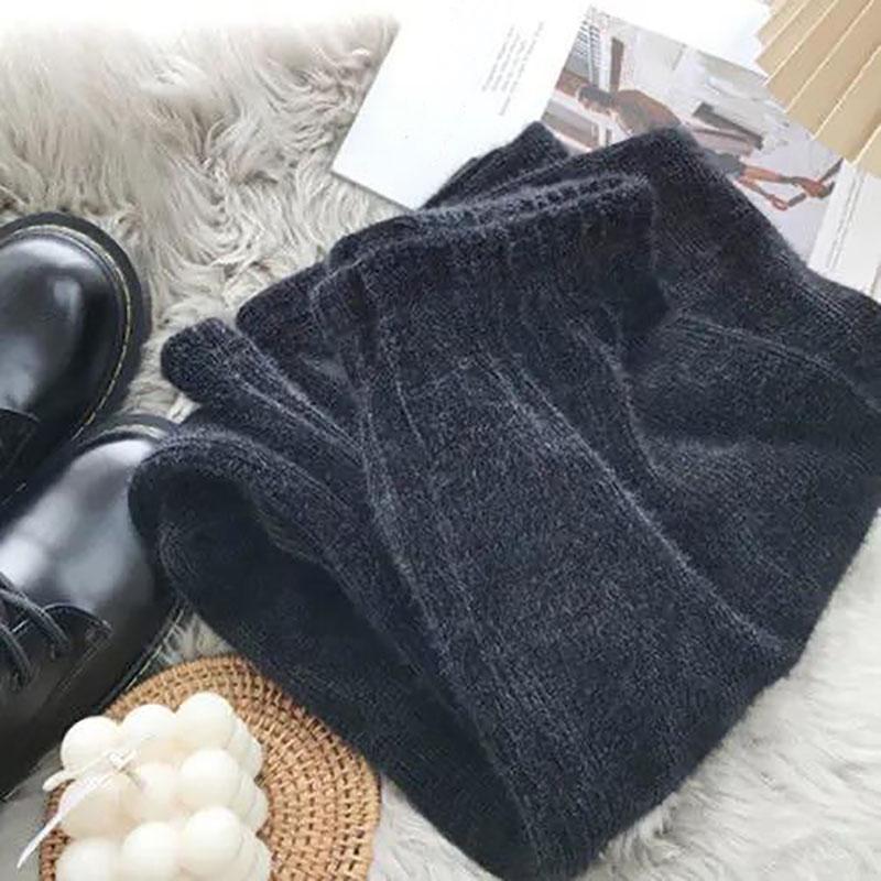 Pantaloni da donna autunnali e invernali taglie forti a gamba larga pantaloni in maglia a tinta unita