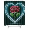 Romantic Heart Rose Shower Curtain - Waterproof, Mildew-Resistant, Machine Washable For Valentine'S Day Bathroom Decor