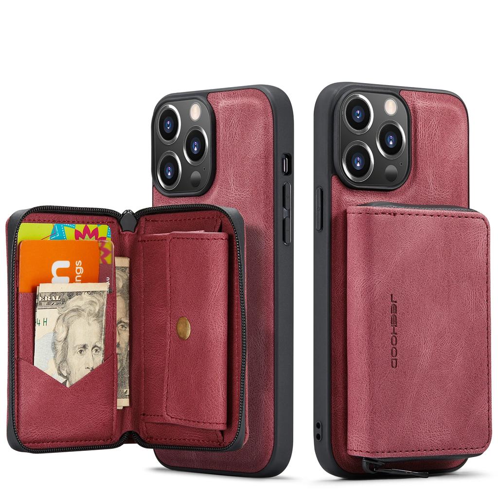 Retro odnímatelné kožené pouzdro pro IPhone 16 Pro Max 15 14 Plus 13 12 11 SE 2025 XS XR Peněženka Slot na karty Zipová kapsička Zadní kryt