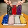 Square Rhinestone Shell Texture Phone Case for iPhone 16/17 Pro Max