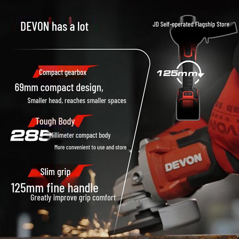 Devon 20V Cordless Brushless Angle Grinder CN plug (adapter included)