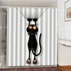 Cat Brushing Teeth Shower Curtain Bathroom Product Waterproof Durable Polyester Fabric Room Decoration cortinas With 12pcs Hooks
