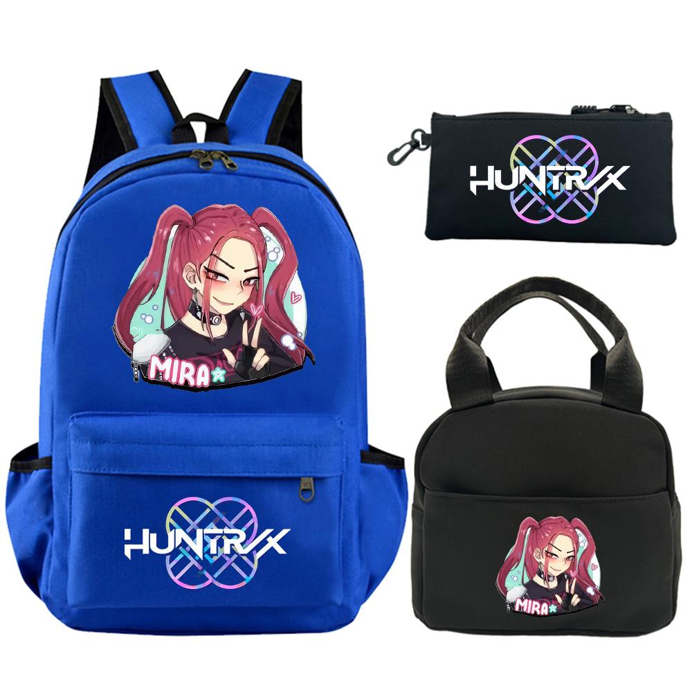 3 st/set Anime Tryckt Ryggsäck med Axelväska Pennfodral för Tonåring Student Pojke Flicka Skolväska Stor Kapacitet Vattentät Bokväska Barnpresent