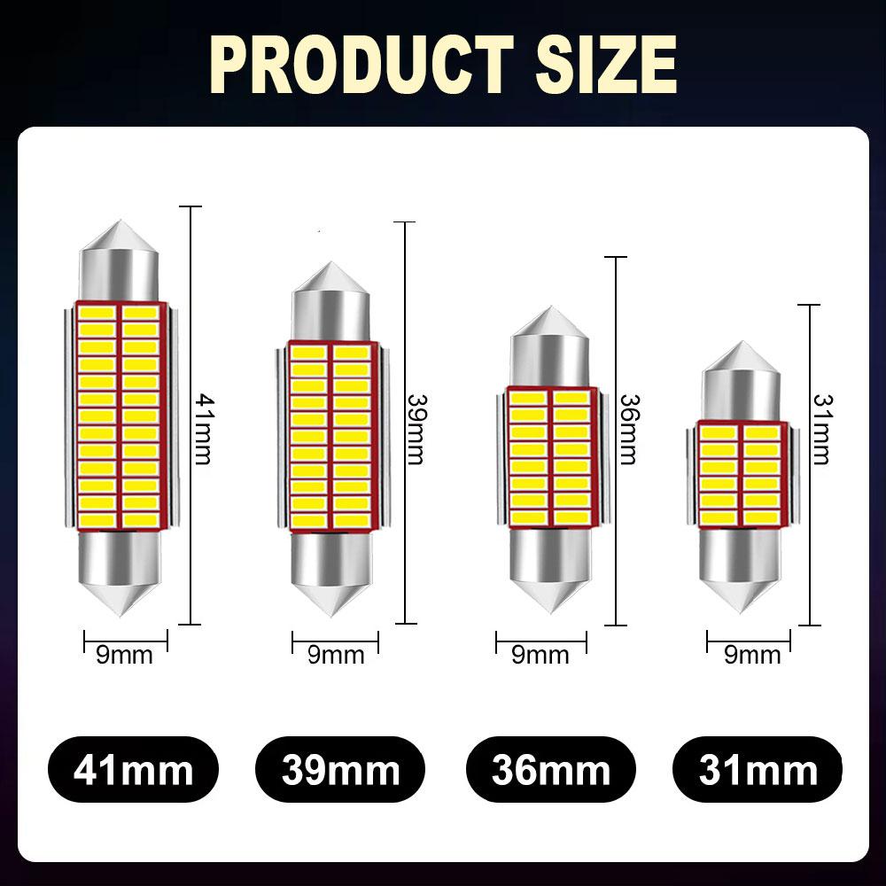 2/4/10/20 PCS C10W C5W LED Bulbs CANBUS Festoon 31/36/39/41MM 12V 6500K White 200LM Car Interior Dome Trunk Linse Plate Lights