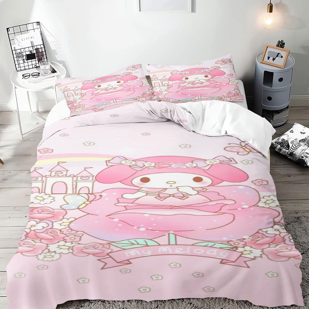 My Melody Sanrio Series Bedding Set Comforte Luxus 3-Piece 1 Quilt Cover  Exquisite Birthday Gift 100% Polyester Home Decor