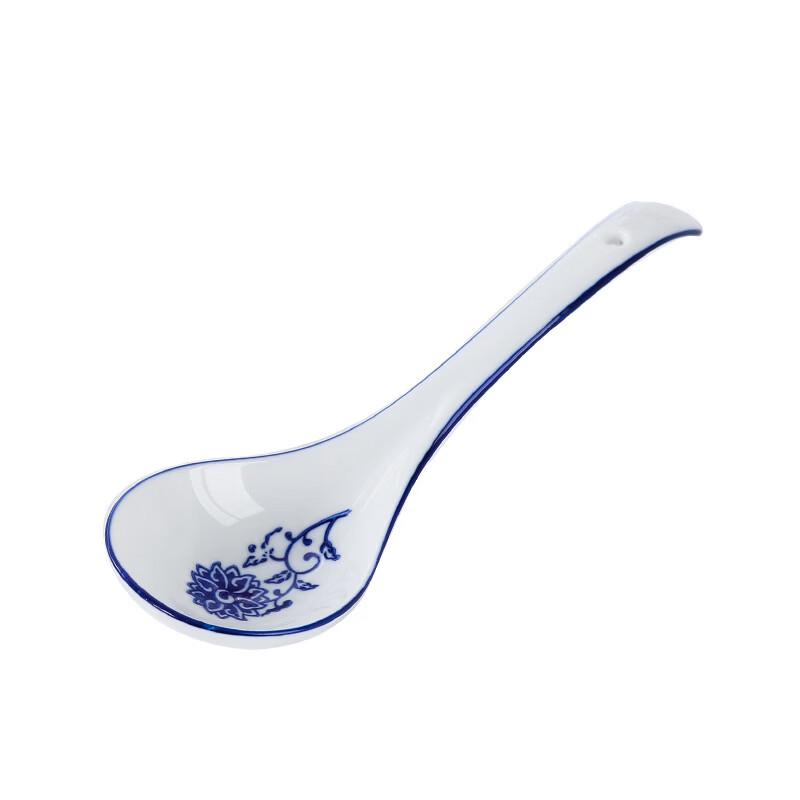European Style Blue & White Ceramic Long Handle Soup Spoons