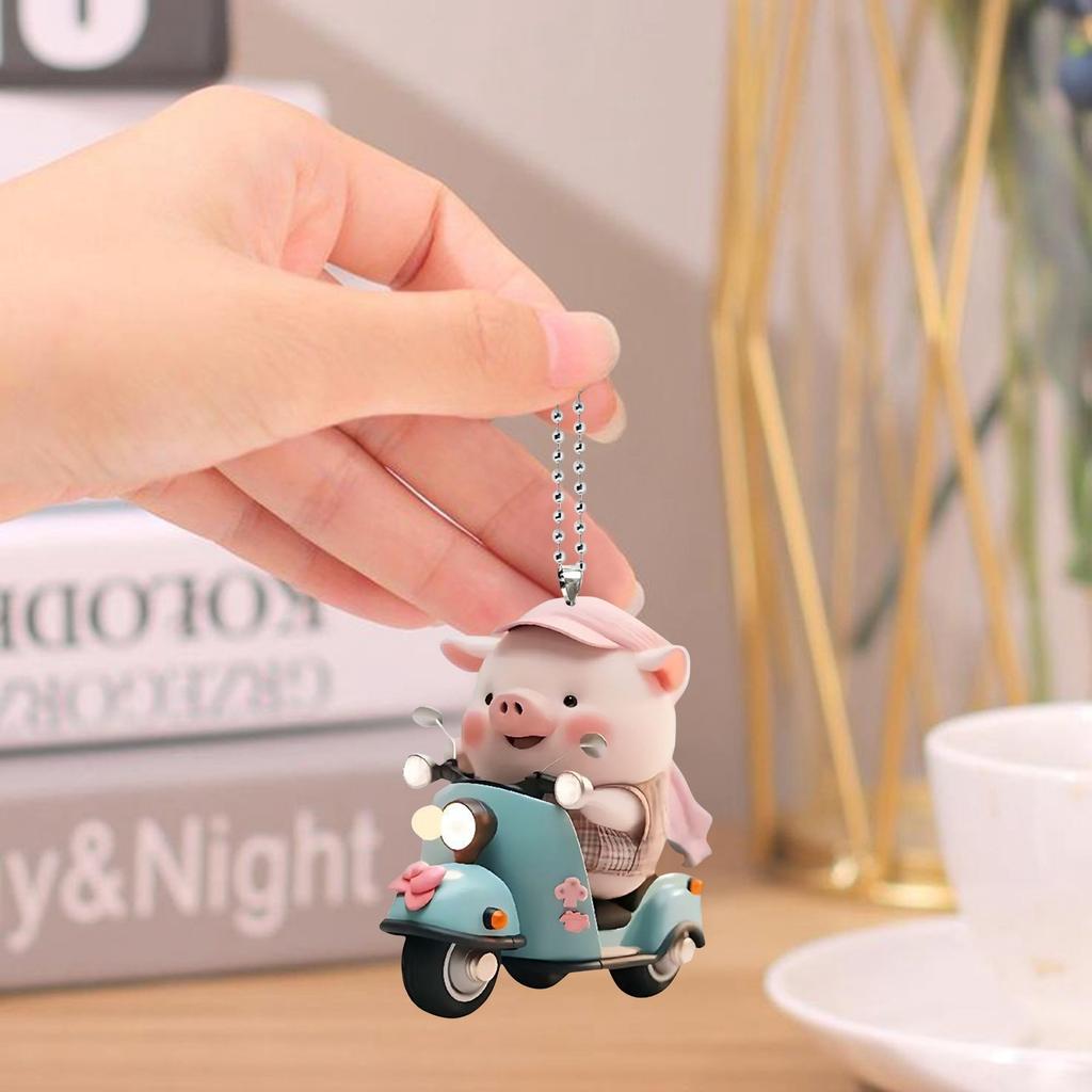 Interesting Acrylic Piglet Tag Ornaments Car Key animal Tags Fashion Funny Pig Decorative Pendant Decor novel Gift For Friends