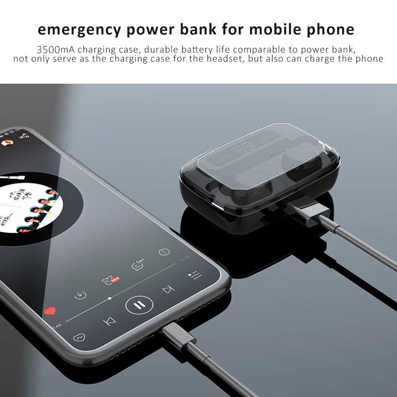 M12 TWS Wireless Bluetooth Earphones CVC8.0 Denoise HiFi Stereo Headset IPX7 Waterproof Noise Reduction Headphones Sport Gaming Music Earbuds