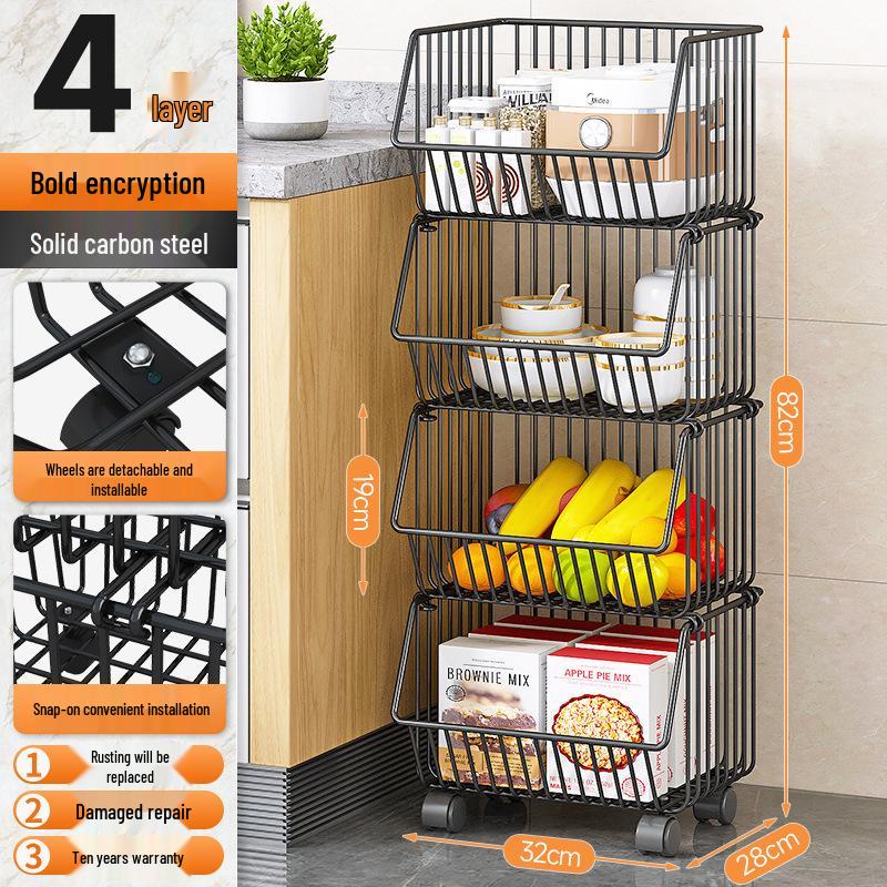 Multi-layer Floor-standing Fruit & Veggie Basket Rack for Kitchen & Home