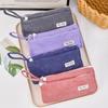 Stylish Korean Corduroy Pencil Case - Large Capacity, Solid Color for Junior High Students