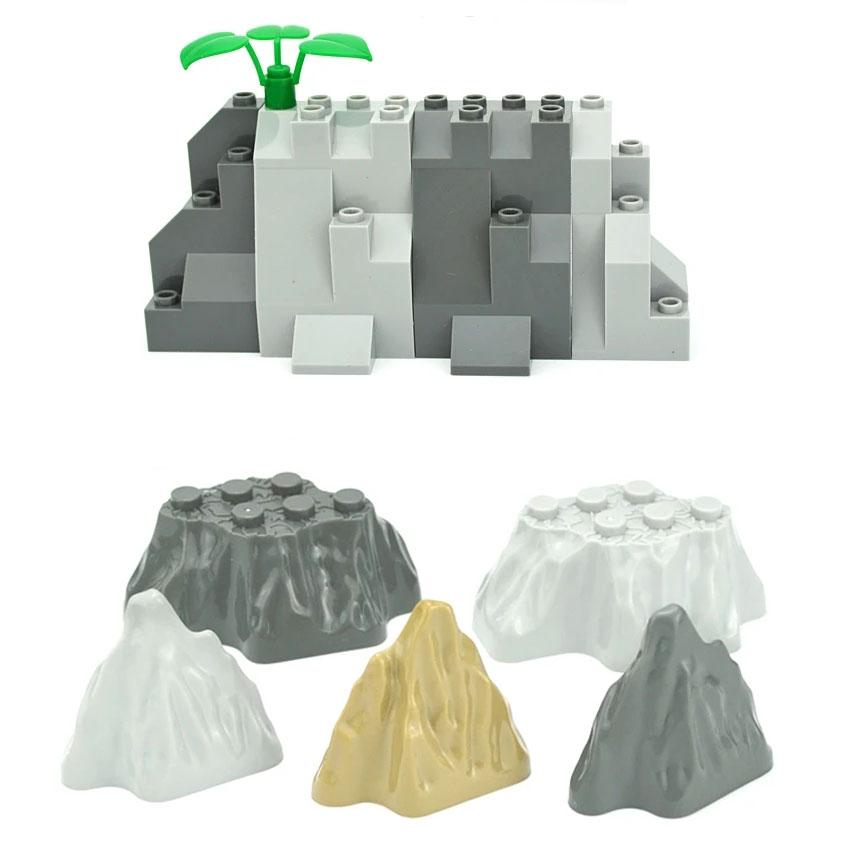 Moc Rock Panel 6082 6083 23996 47847 Rockery Mountain Scene DIY City Street View Bulk Hill Stone Building Blocks Toys For Gifts